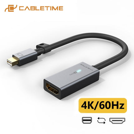CABLETIME Mini DisplayPort to 4K HDMI Adapter Mini DP to HDMI LED Converter for MacBook Pro Air iMac projector C206