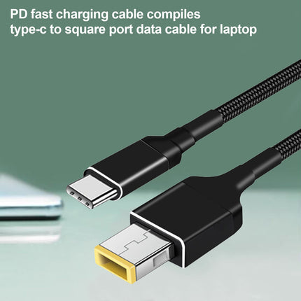 100W USBC To USB Slim Square Tip Cable Type-C PD Charger Power Cord ForLenovo Laptop 65w 90w Yoga 2 Pro 13 Thinkpad 1.8m
