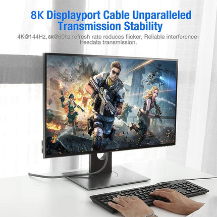 8K DisplayPort1.4 Cable 8K DP Cable Nylon Braided 8K@60Hz 4K@144Hz DisplayPort to DisplayPort Cable for Laptop PC TV etc- Gaming